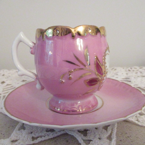 Bunn Andenken Pink, white & gold gilded tea cup - Picture 3 of 7